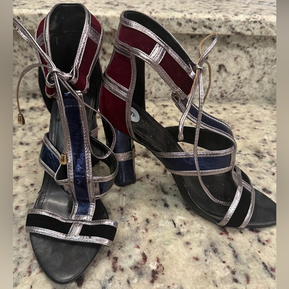 Catherine Malandrino Silver and Multicolor Strappy Heels
